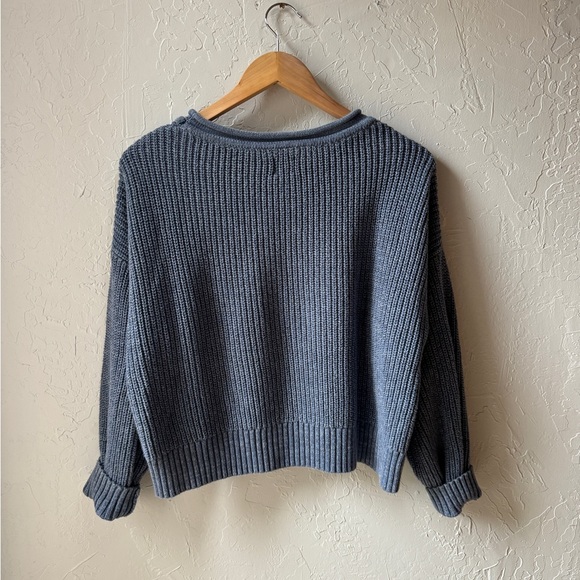 GAP cotton knit pullover sweater gray blue M - Picture 3 of 4